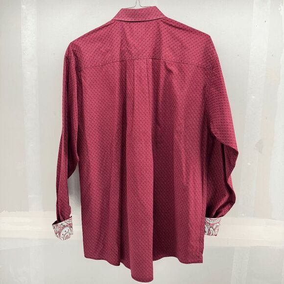 Cinch Performance Shirt Men's Large Red Geometric Flip Cuff Western Monogram - Picture 3 of 9